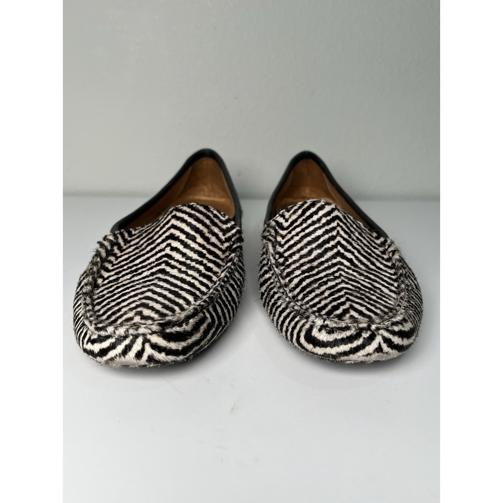 Patricia Green Jillian Loafers Women 7M Zebra Chevron Calf Hair Driving Shoes - Picture 4 of 8